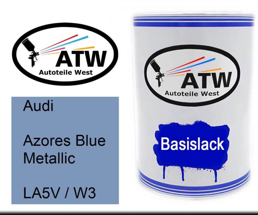 Audi, Azores Blue Metallic, LA5V / W3: 500ml Lackdose, von ATW Autoteile West.